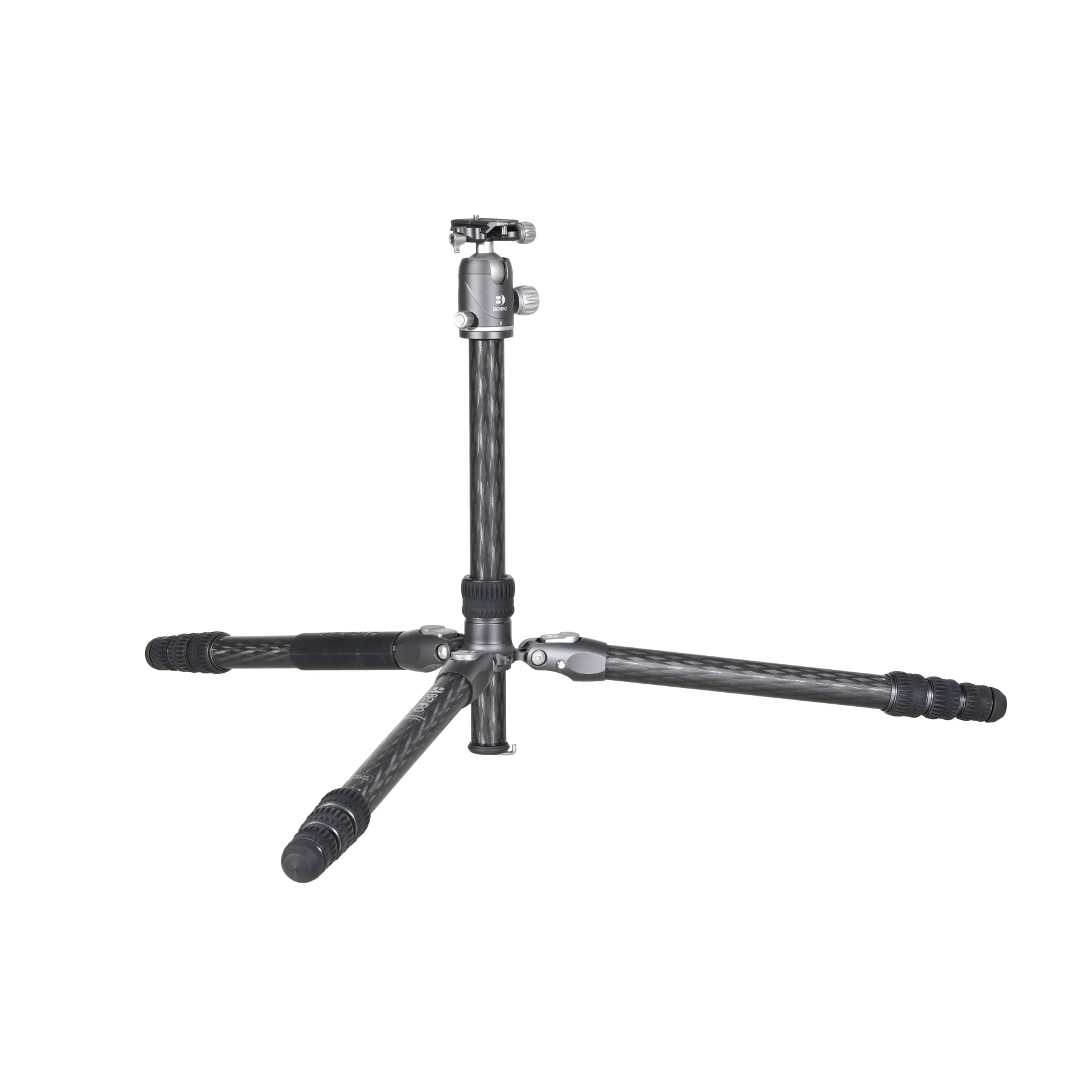 Benro Rhino Carbon Fiber Travel Tripod with VX30 Head FRHN34CVX30 side angle with legs extended horizontal 