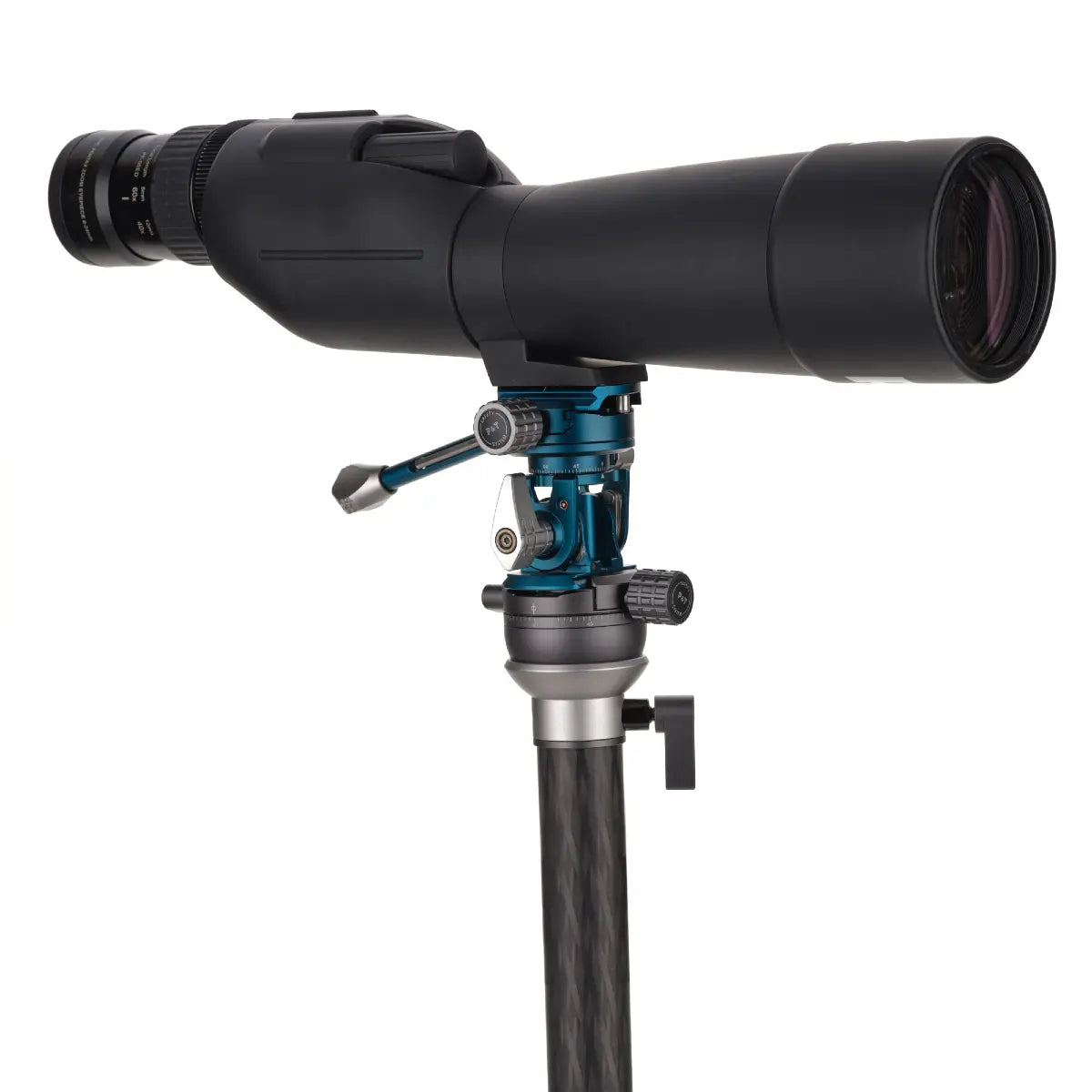 Benro TH62 Large tilt head + pan handle with spotting scope attached
