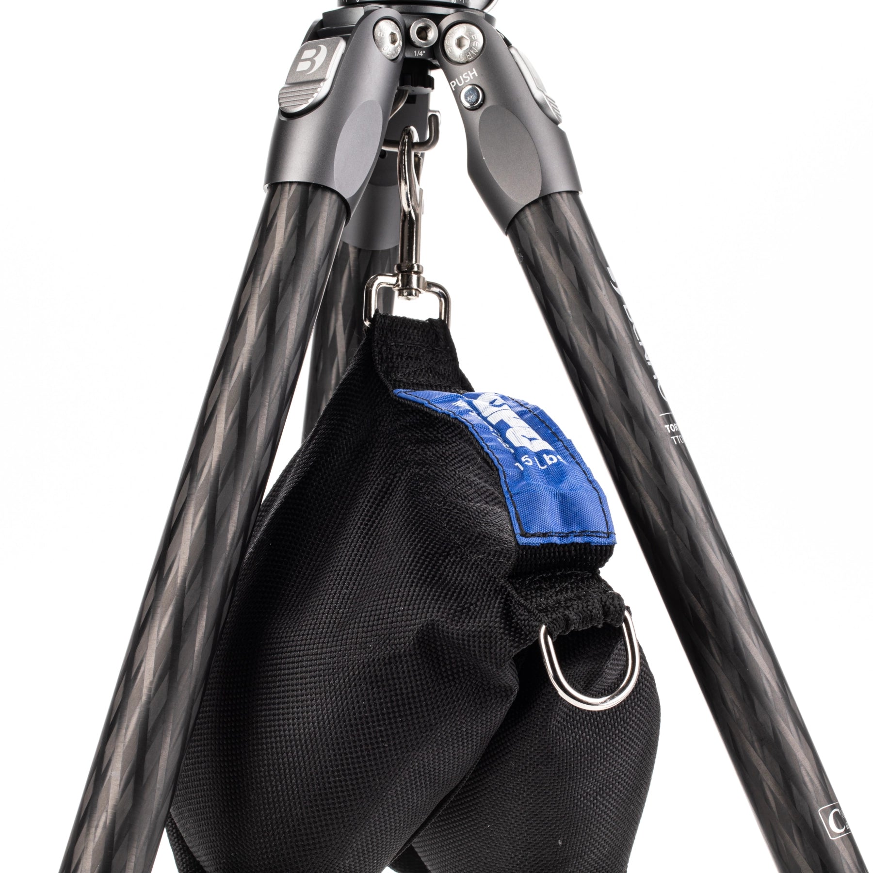 Benro Tortoise 24CLV Carbon Fibre Video Tripod with S4PRO Video Head Kit side angle of eight bag