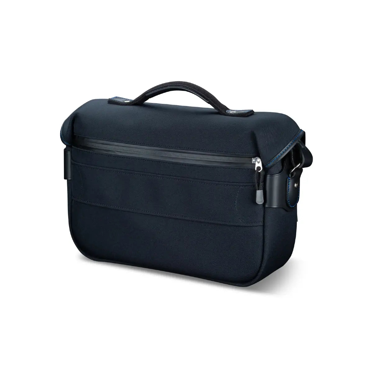 Black briefcase with zippers on a white background