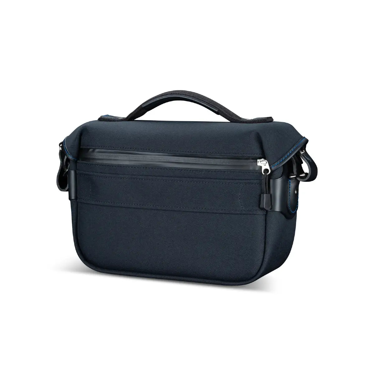 Navy blue bag with a handle on a white background