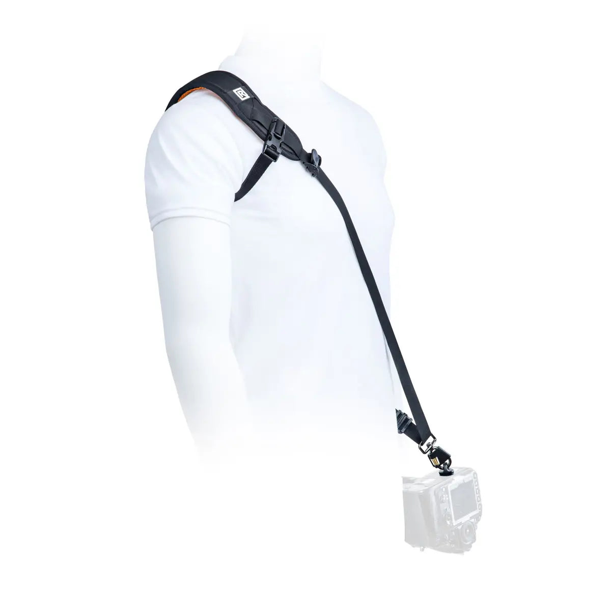 White ski pants with a black strap on a white background