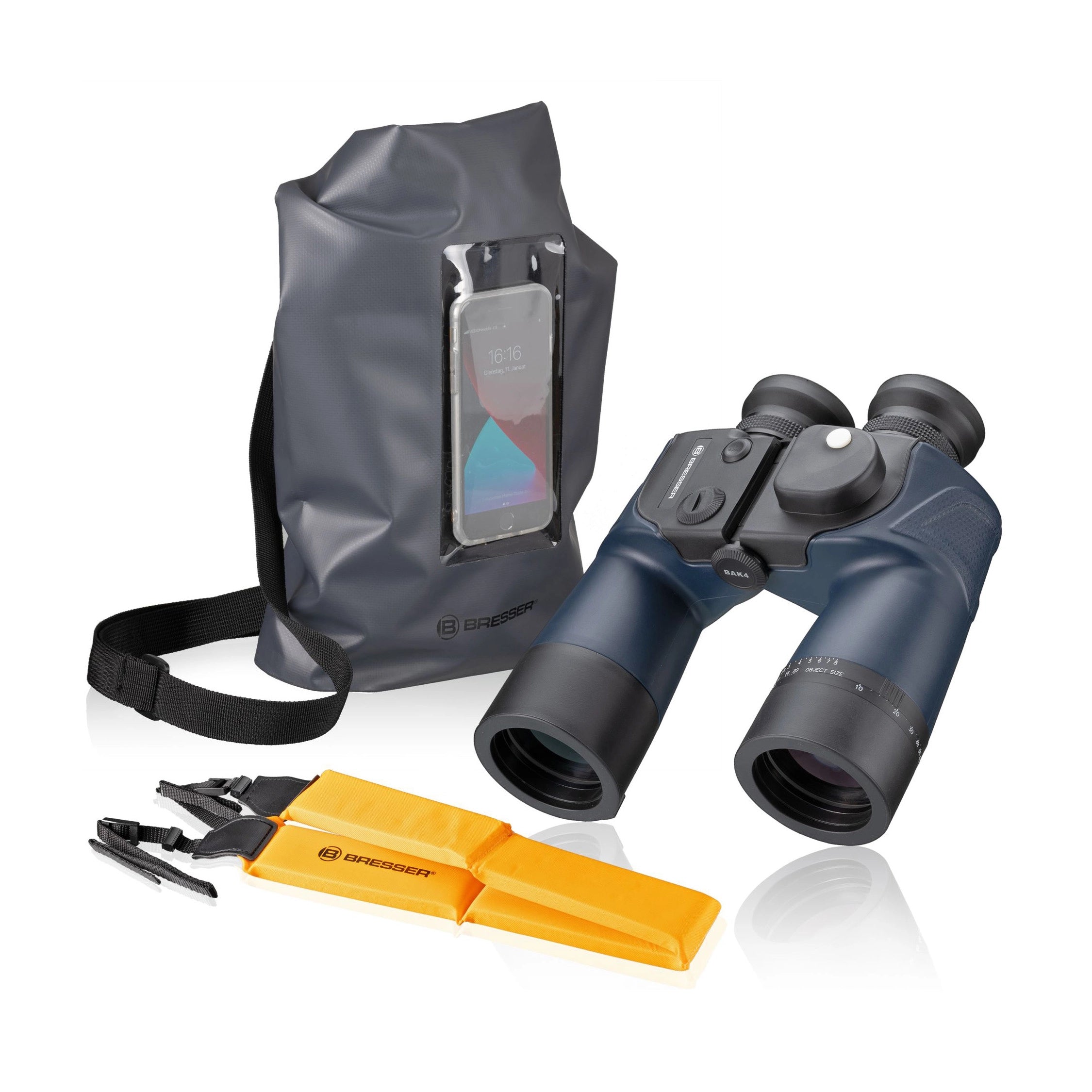 Bresser 7x 50 BinoSail Waterproof Binocular Kit contents