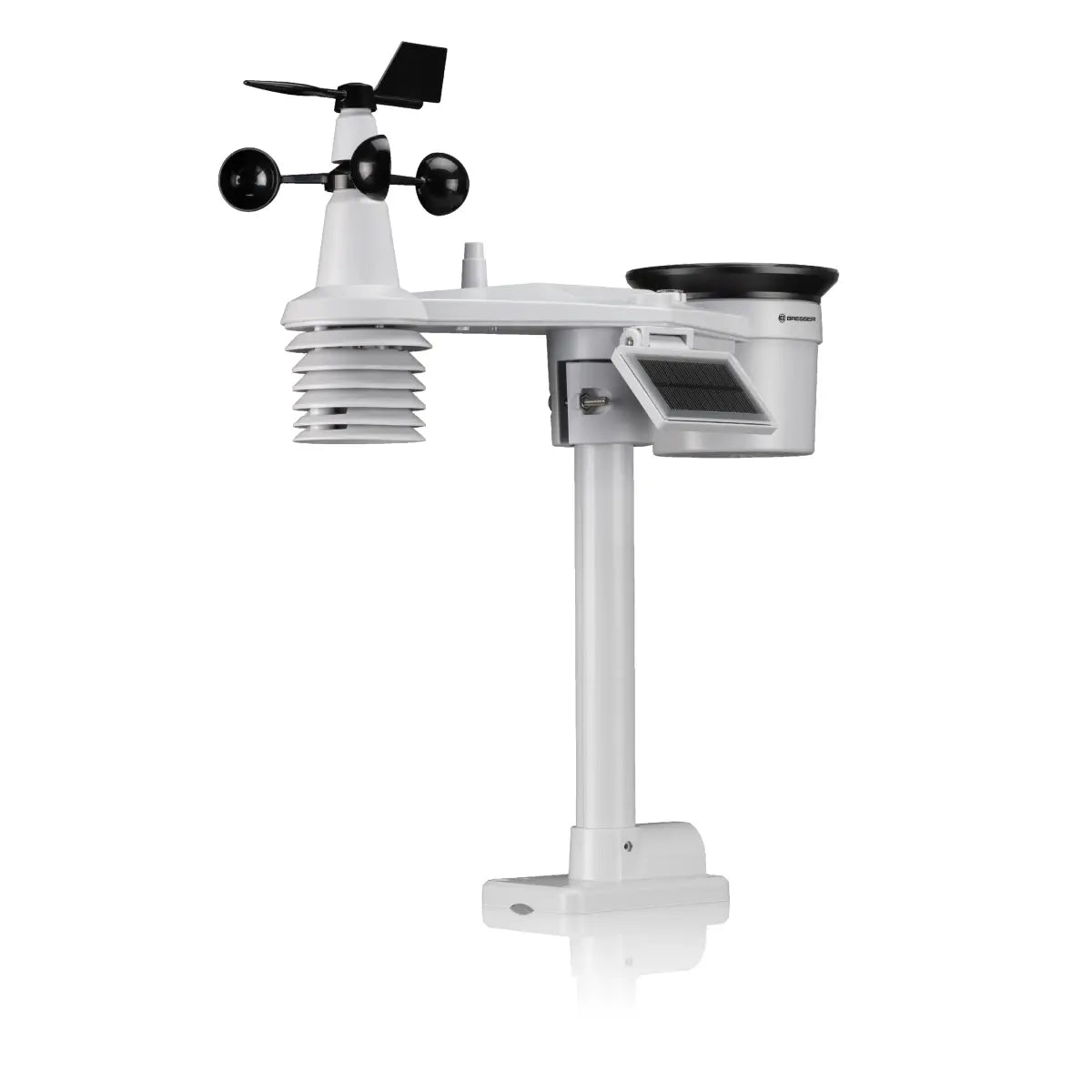 Weather station with anemometer and wind vane on a white background