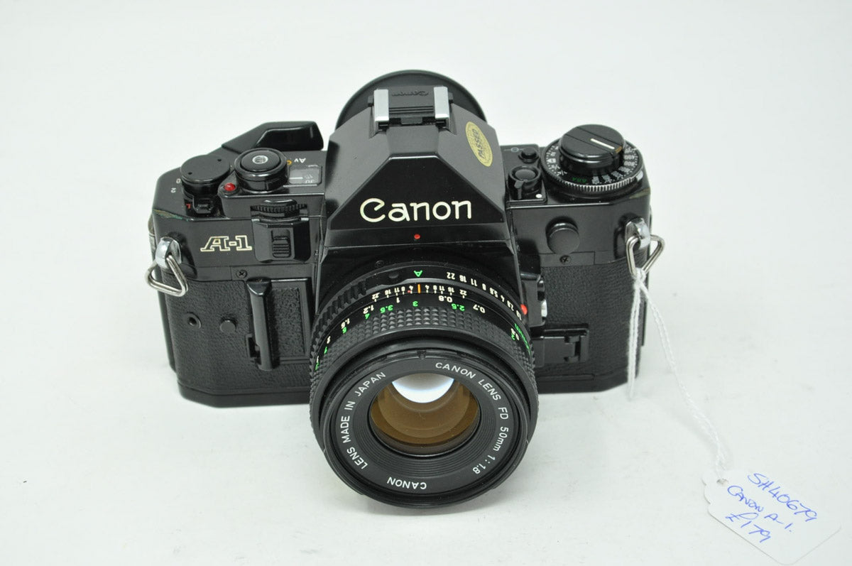 Used Canon A-1 Classic film camera with 50mm F1.8 lens and case (Boxed SH40679)