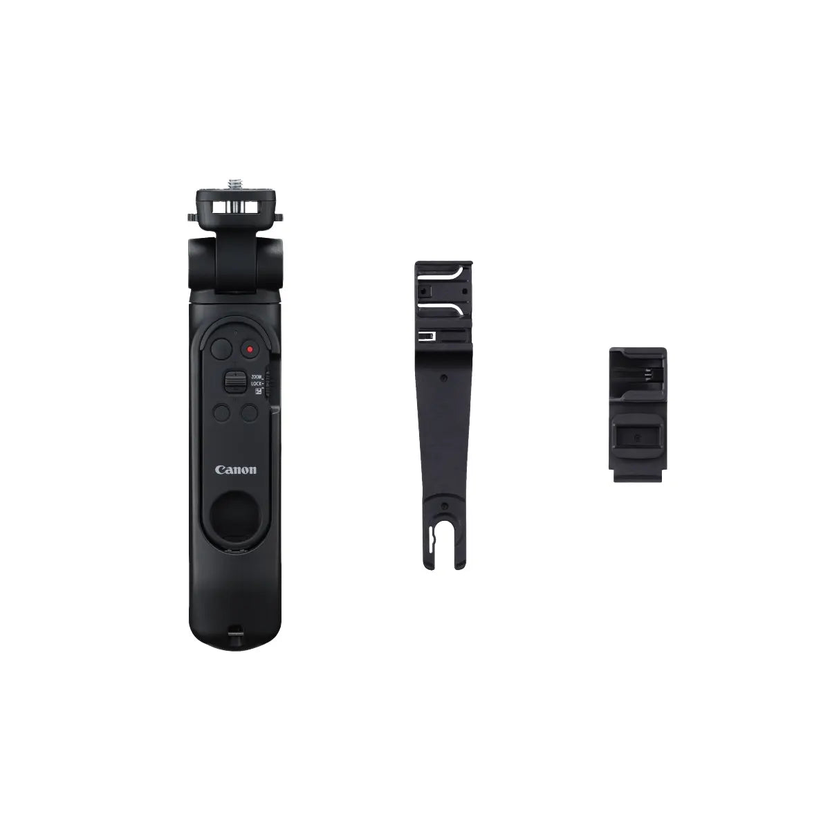 Canon camera remote control and accessories on a white background