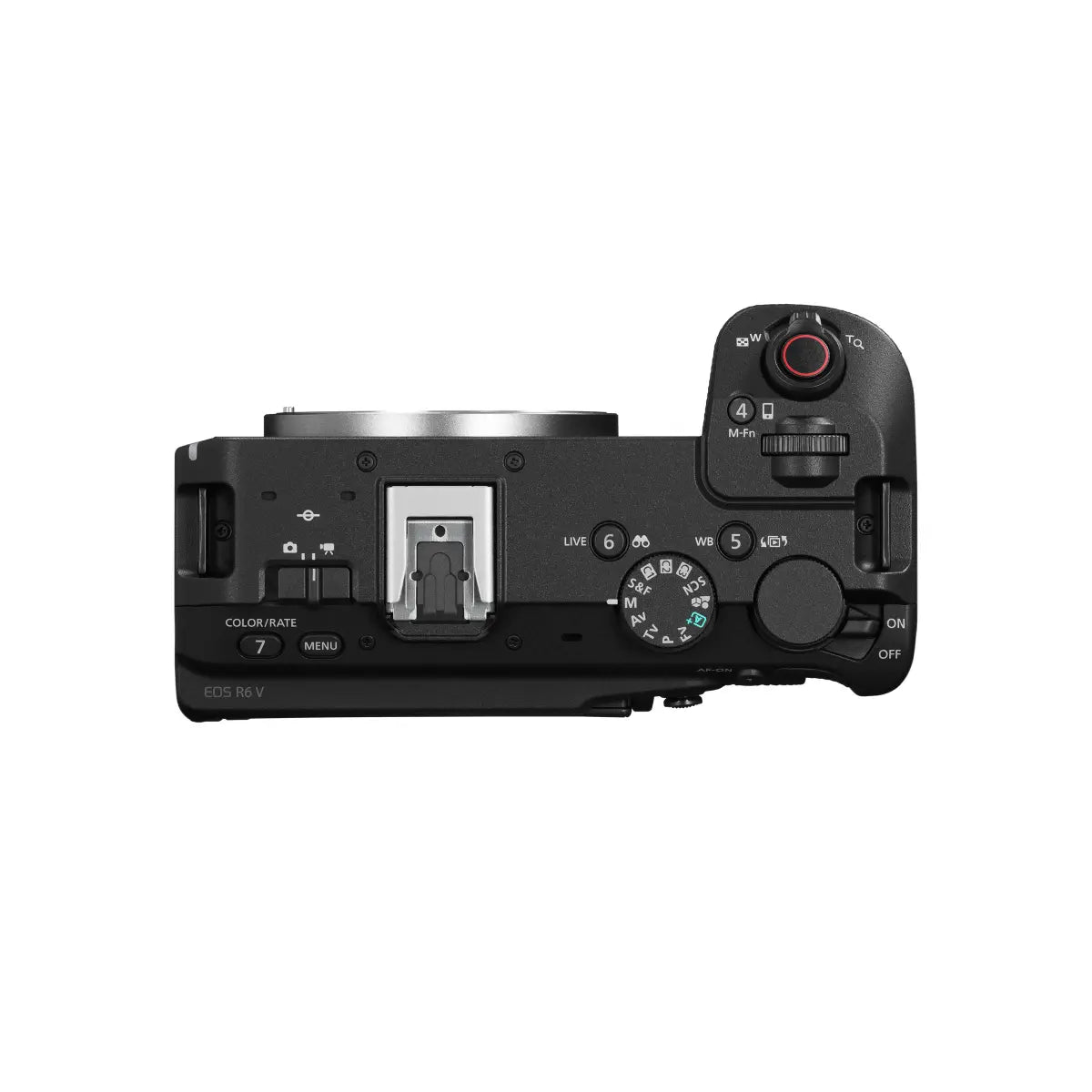 Back view of a black camera on a white background