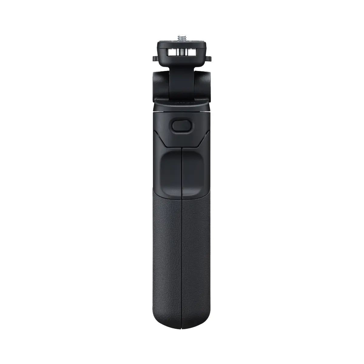 Black handheld camera stabilizer on a white background