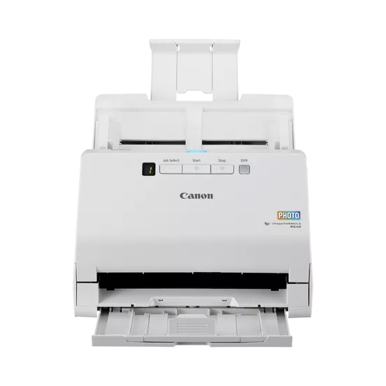 Canon imageFORMULA RS40 Sheet fed Scanner front angle with extended feed tray