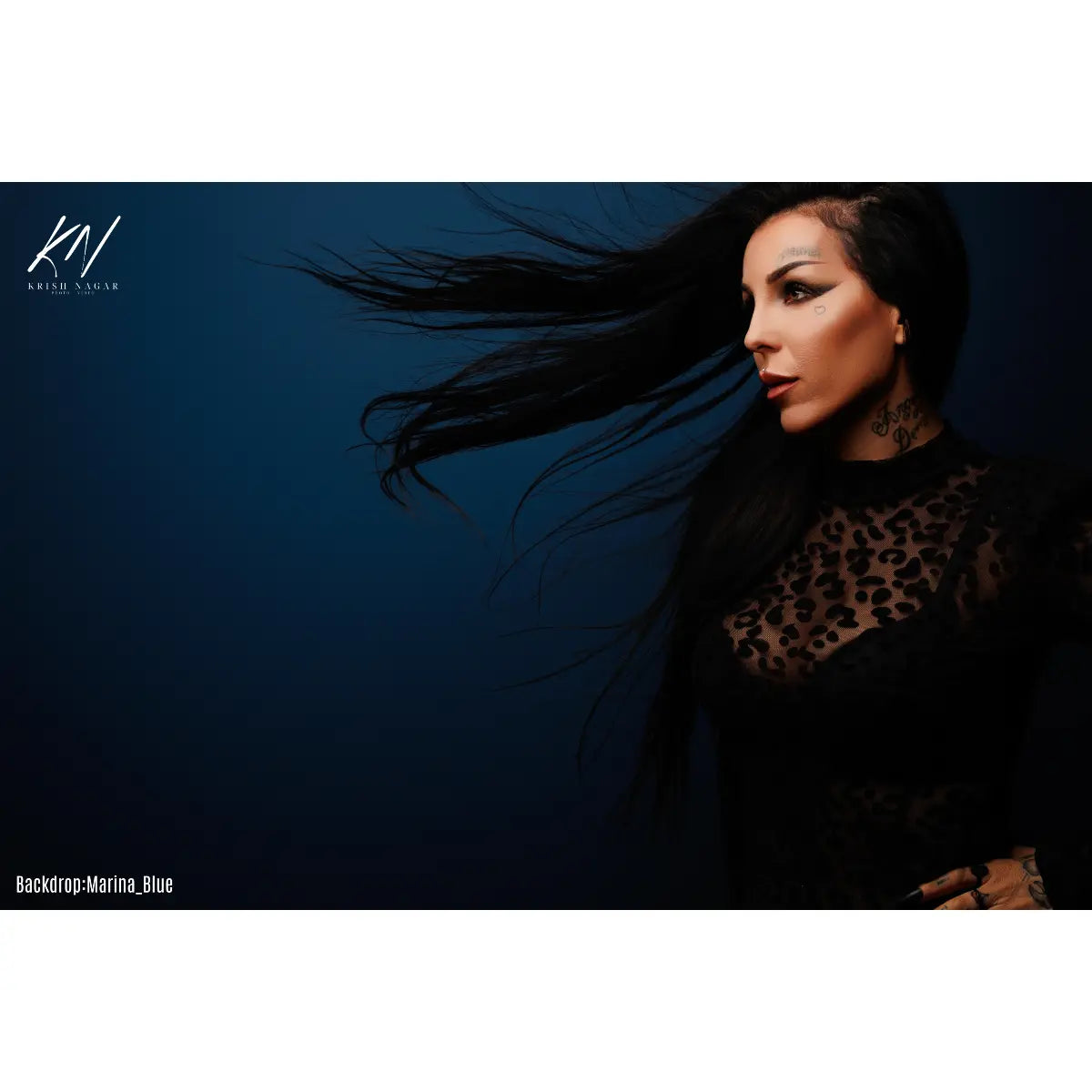 Woman with flowing hair against a blue backdrop with 'Kriya' branding.