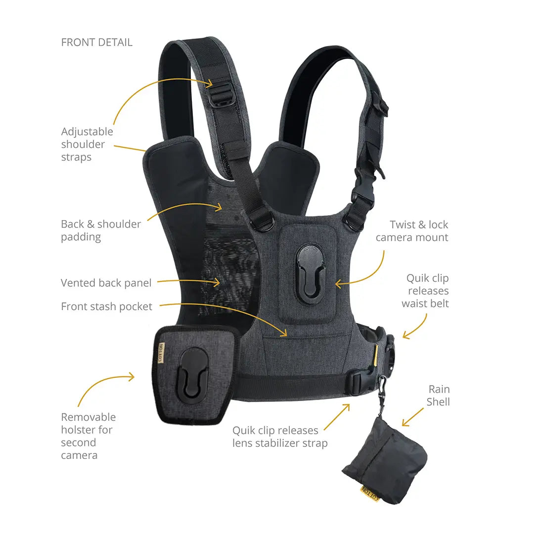 Cotton Carrier G3 Camera Harness - 1 Camera & 1 Binocular Harness - Grey