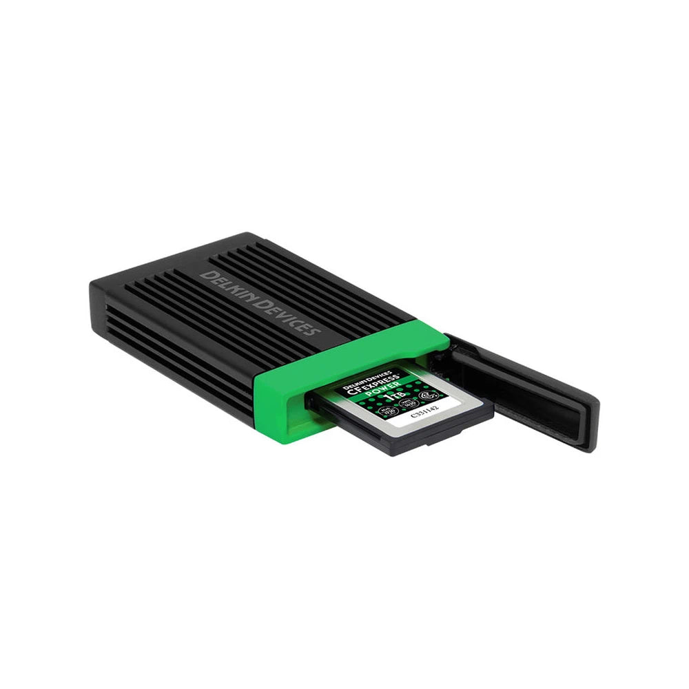 SD card reader with green accents on a white background