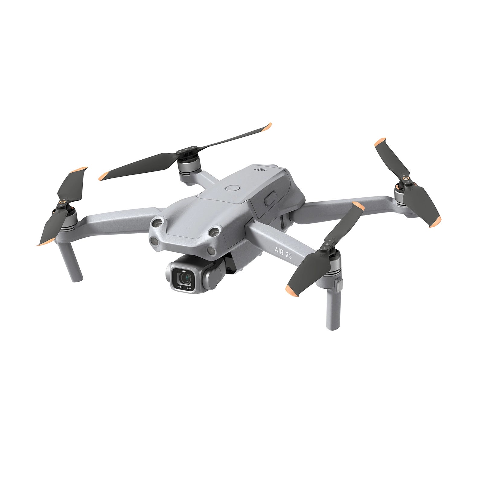 DJI Air 2S Drone with propellers extended side angle