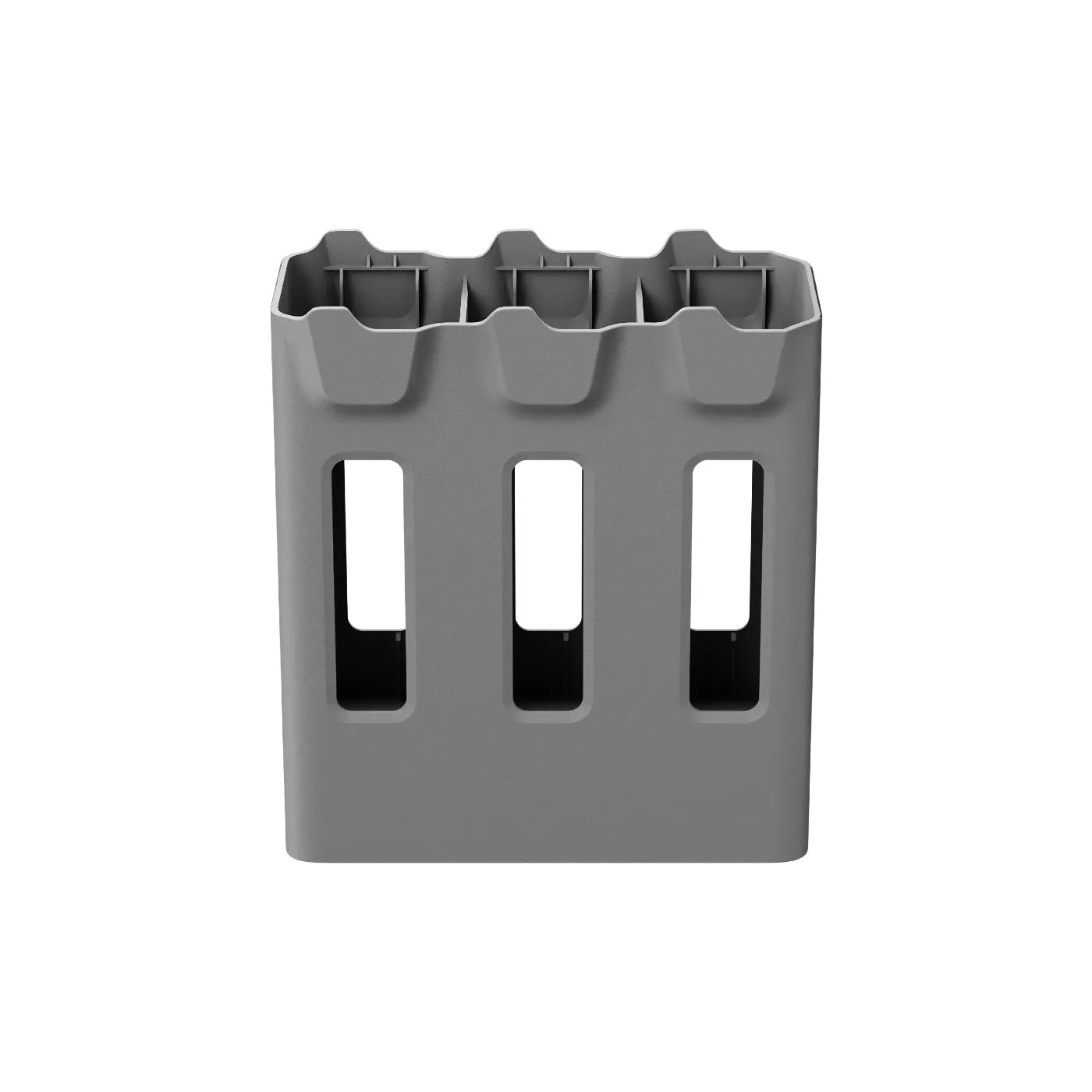 Gray plastic bottle holder on a white background