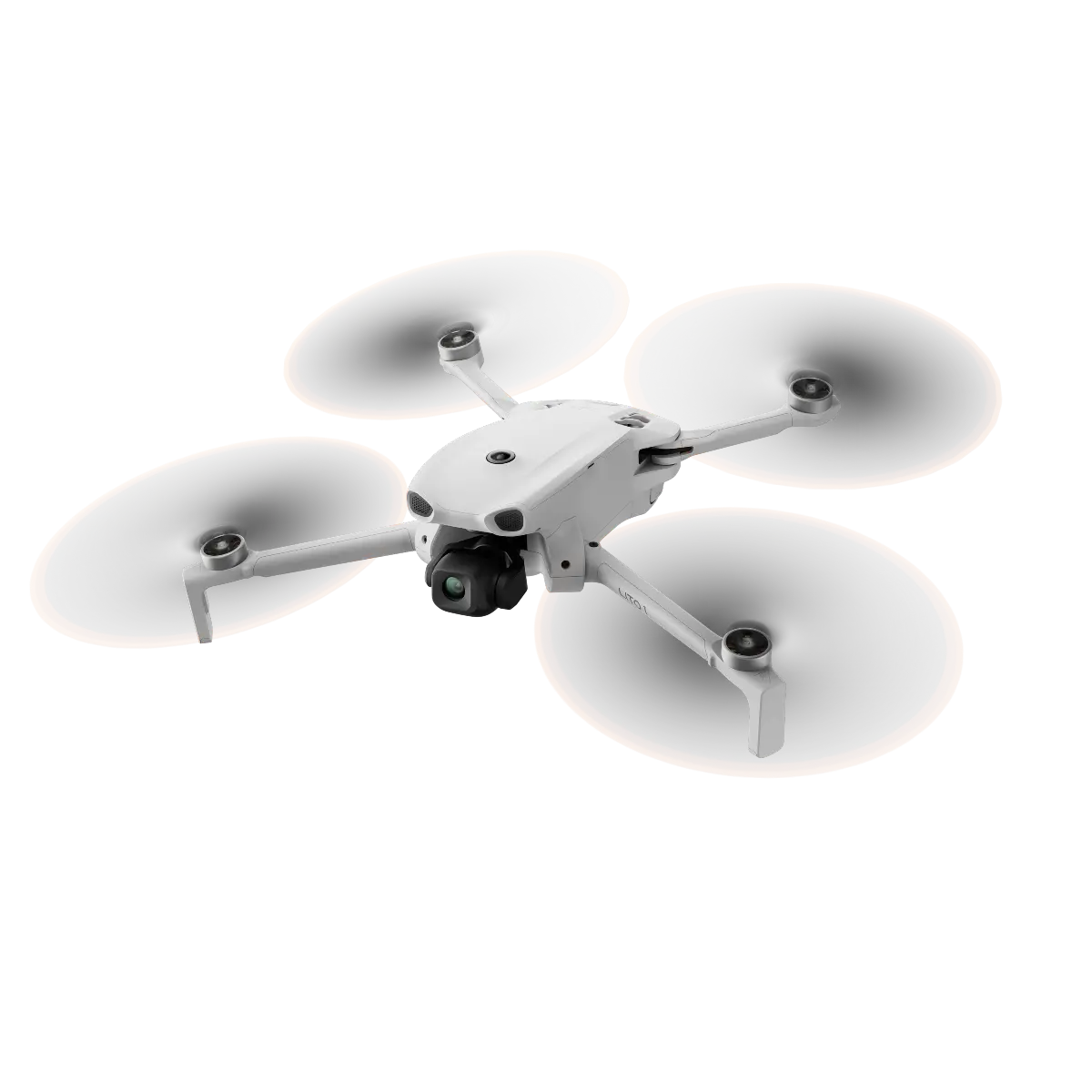 White drone with four propellers on a white background