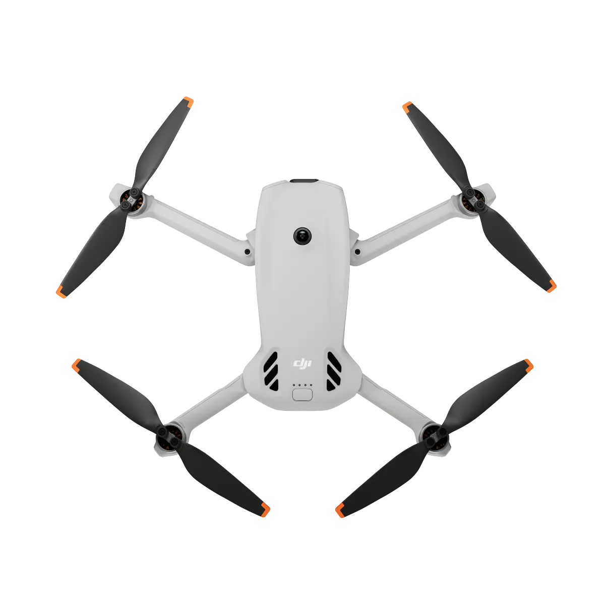 White drone with black propellers on a white background