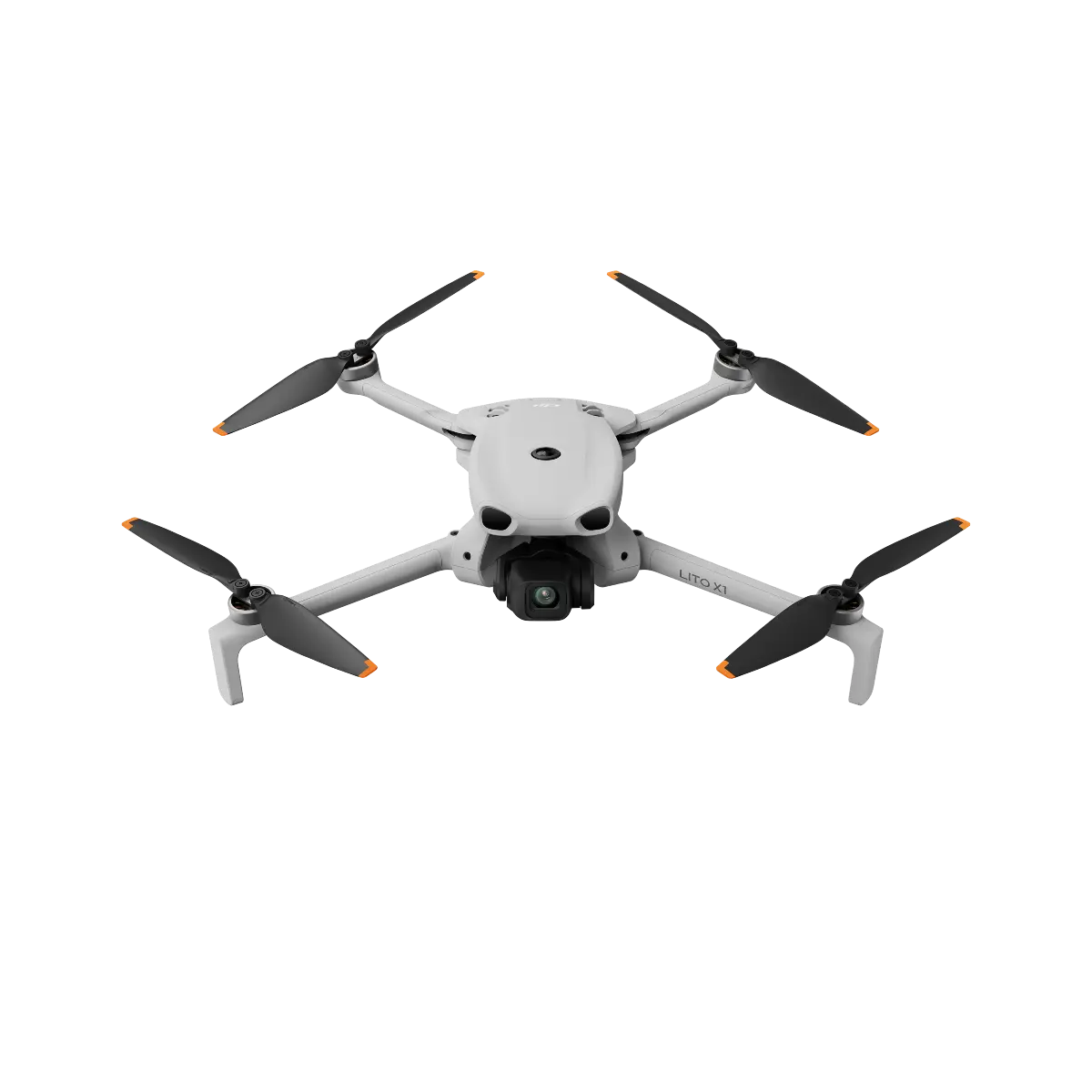 White drone with four propellers on a white background