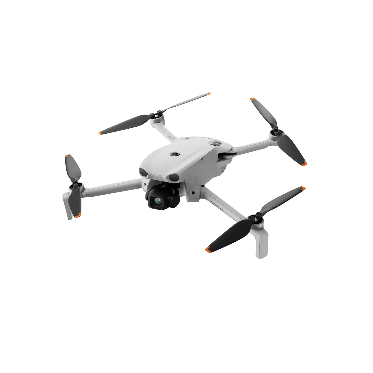 White drone with four propellers on a white background