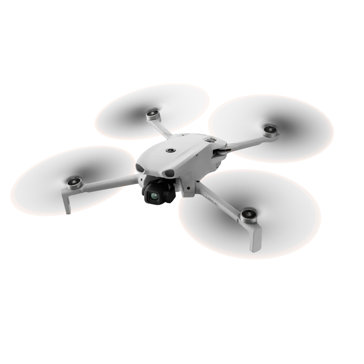 White drone with four propellers on a white background