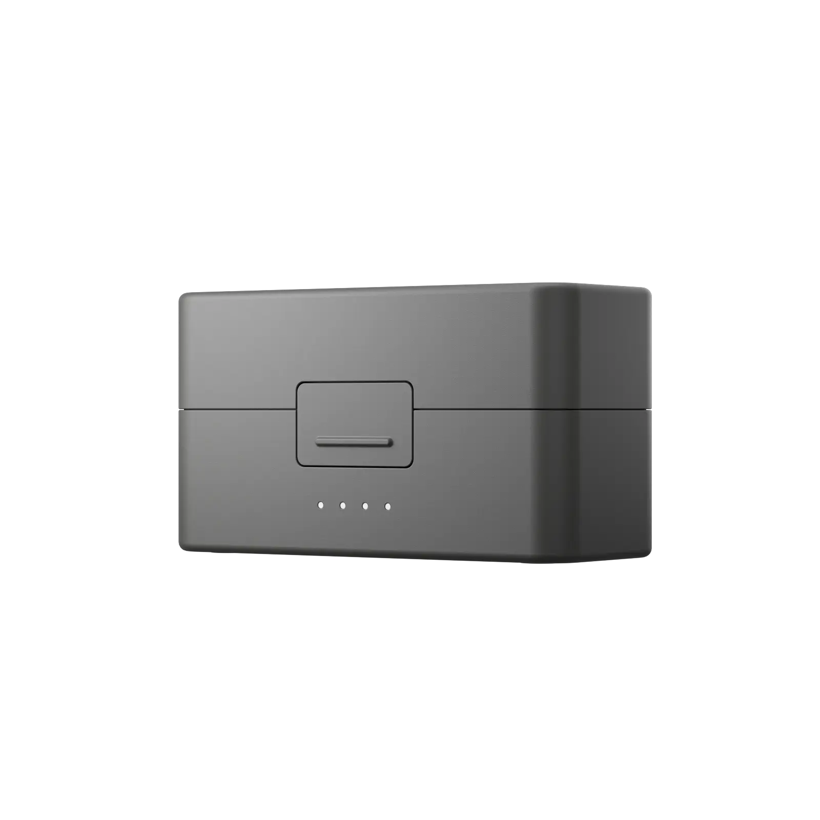 Black rectangular electronic device with a power indicator on a white background