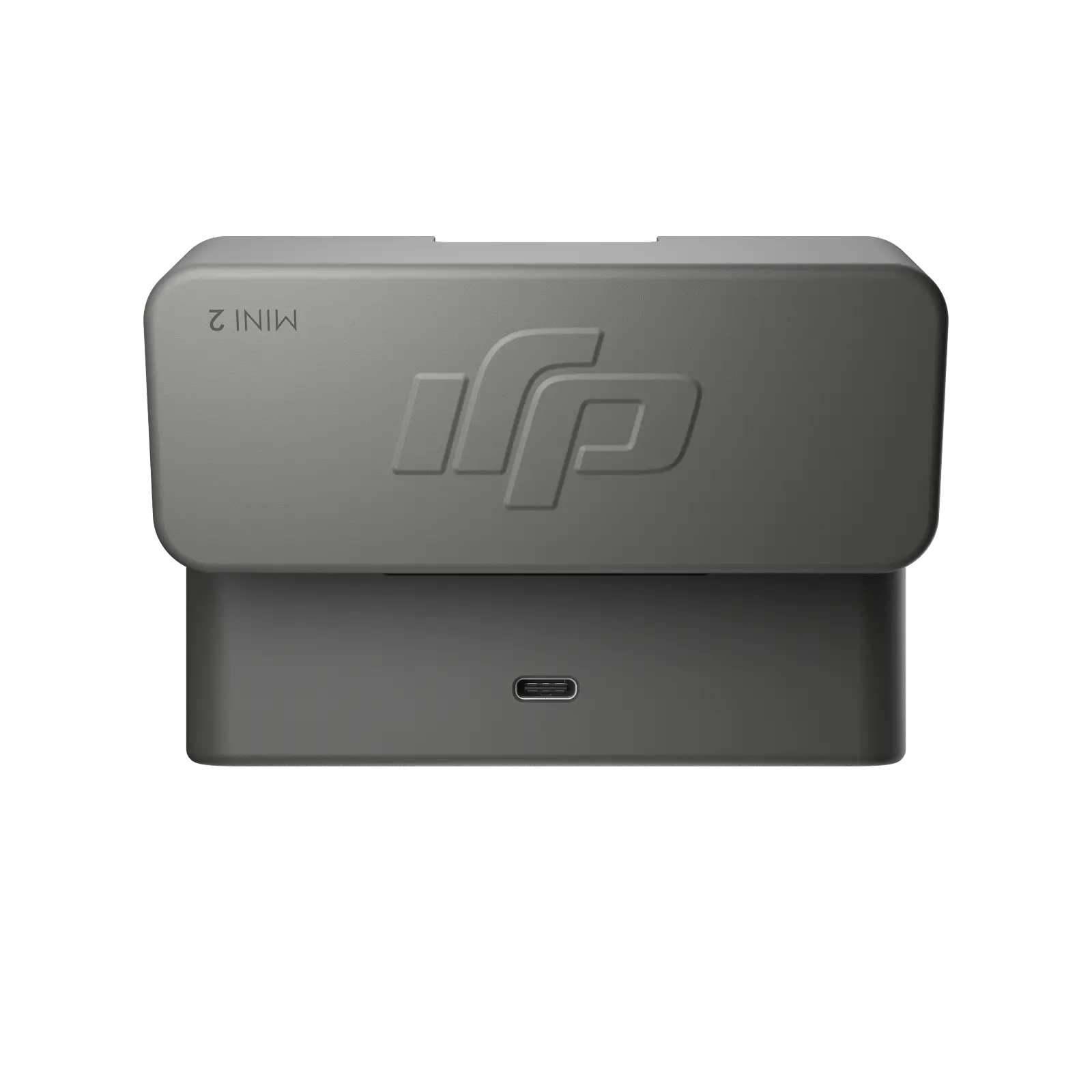 Black electronic device with a logo on a white background