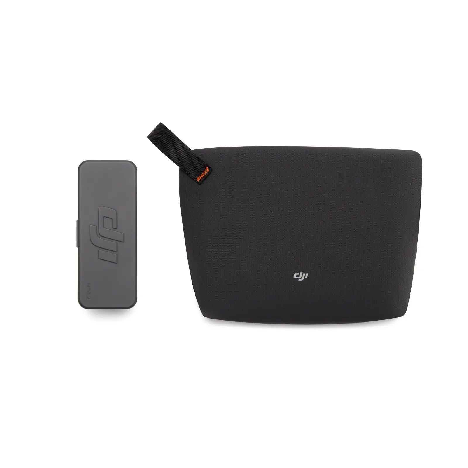 Black carrying case with a smaller gray component on a white background, featuring the DJI logo.