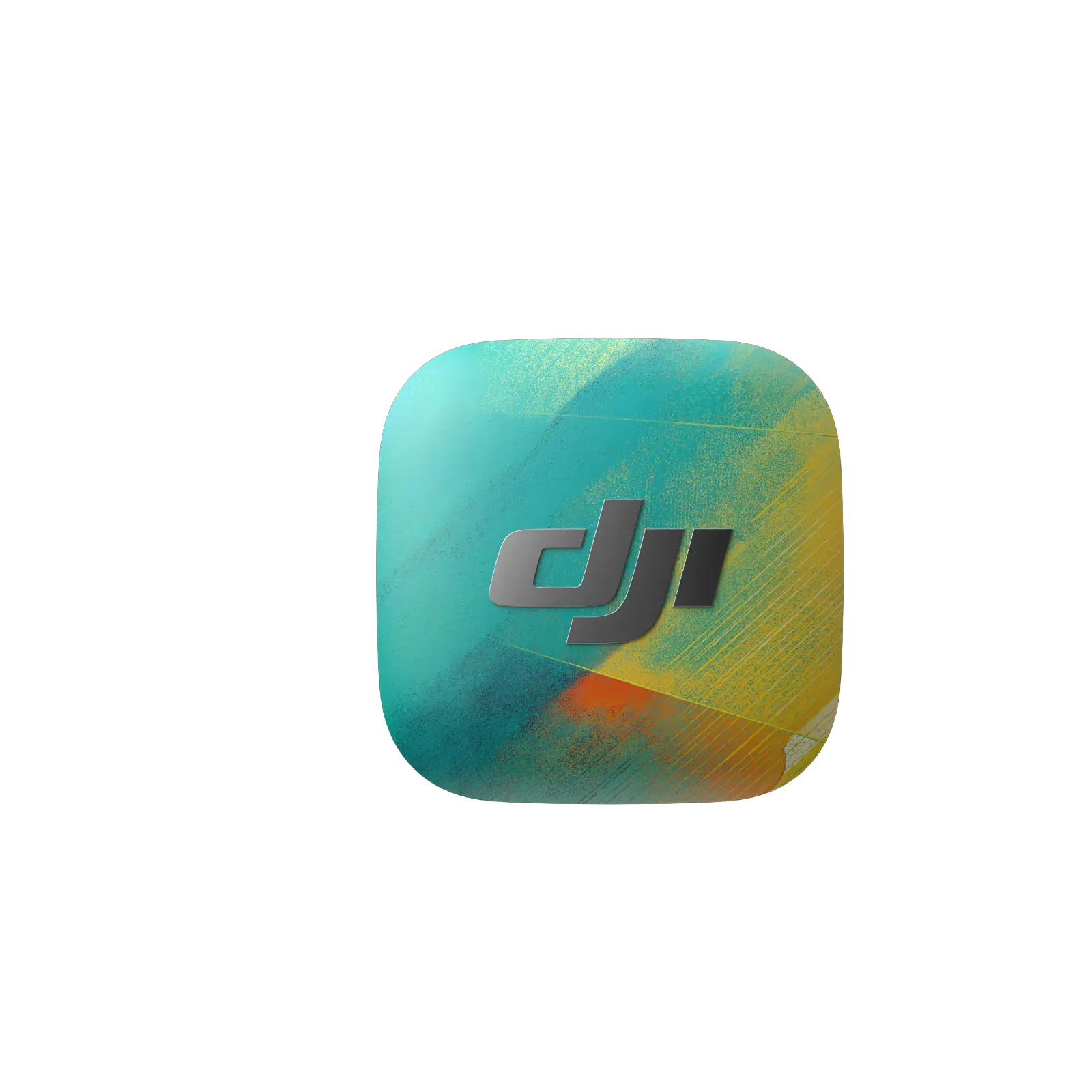 Colorful square object with DJI logo on a white background