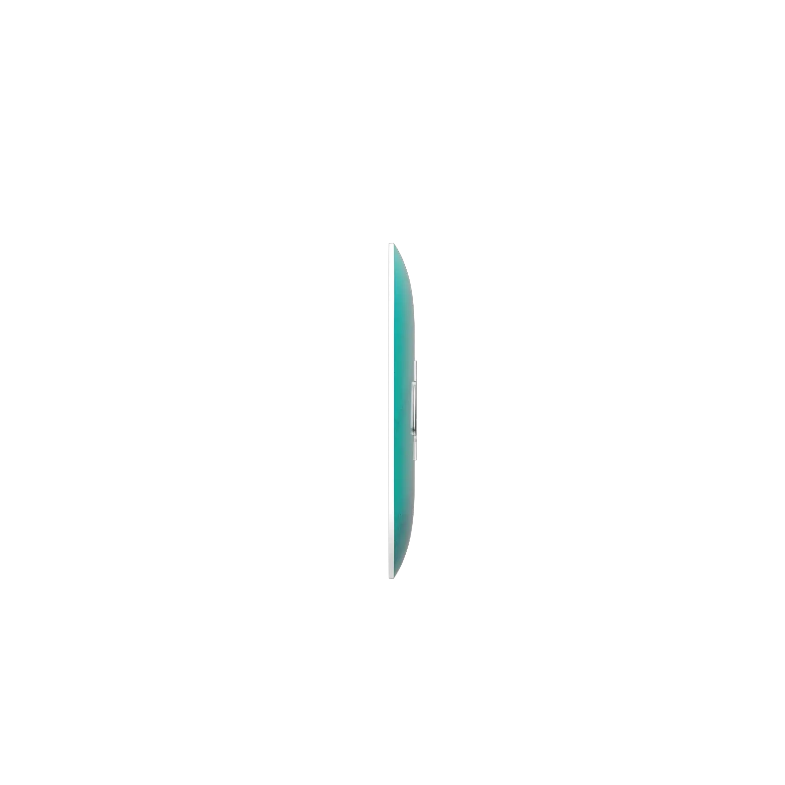 Teal cylindrical object on a white background