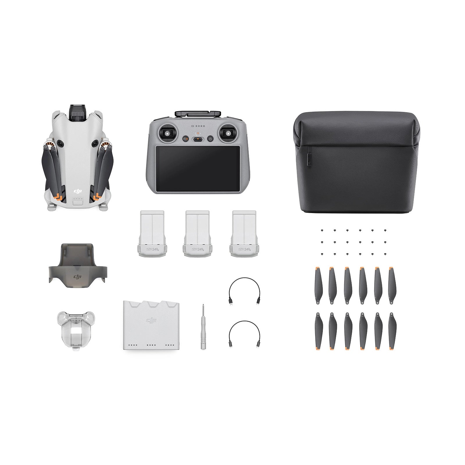 DJI Mini 4 Pro with Fly More Combo and RC 2 Remote contents