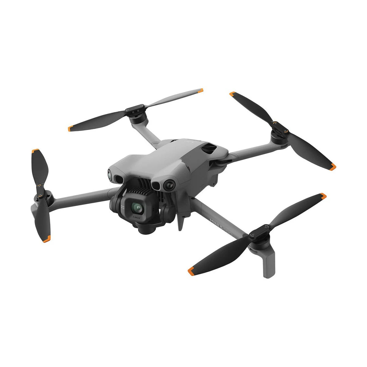 Gray drone with four propellers on a white background
