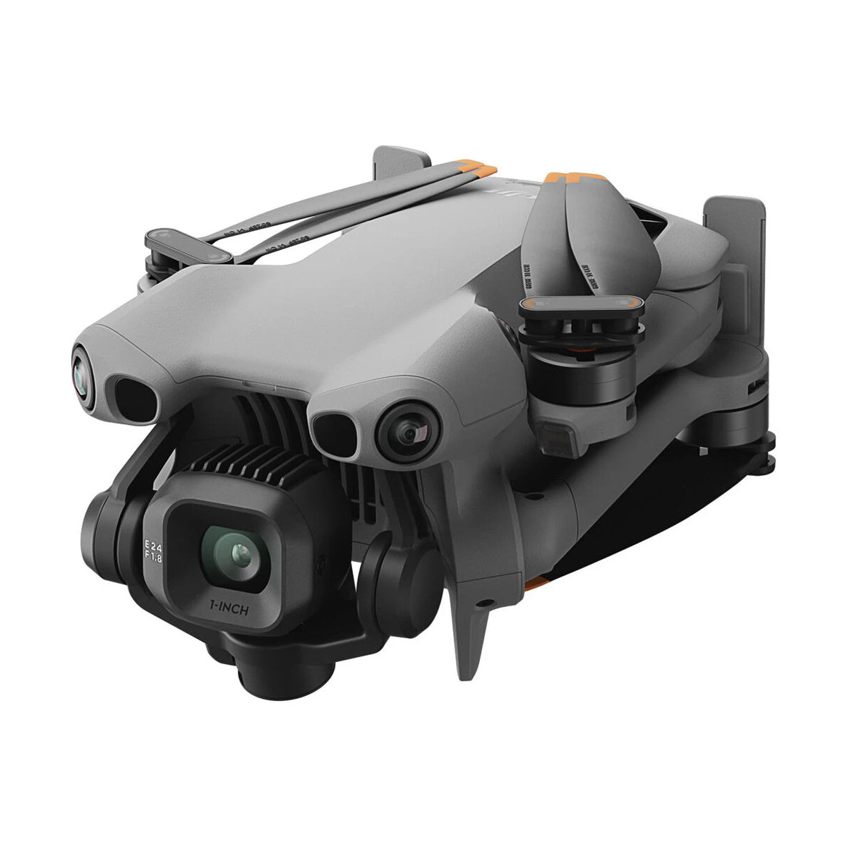 Gray drone with camera on a white background