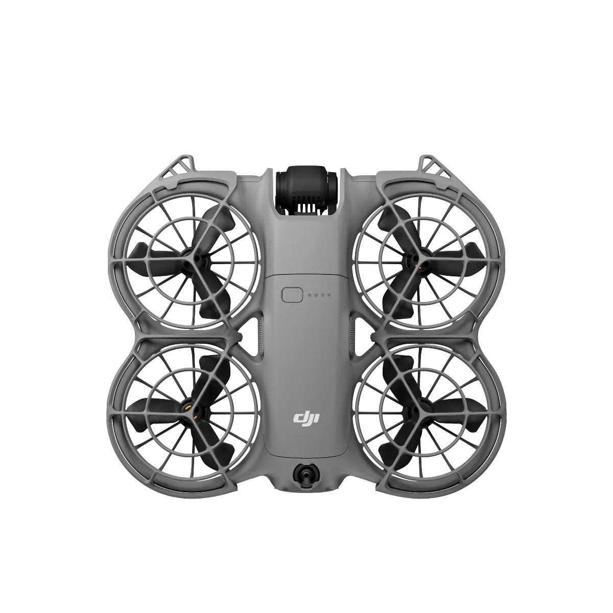 Gray drone with four propellers on a white background