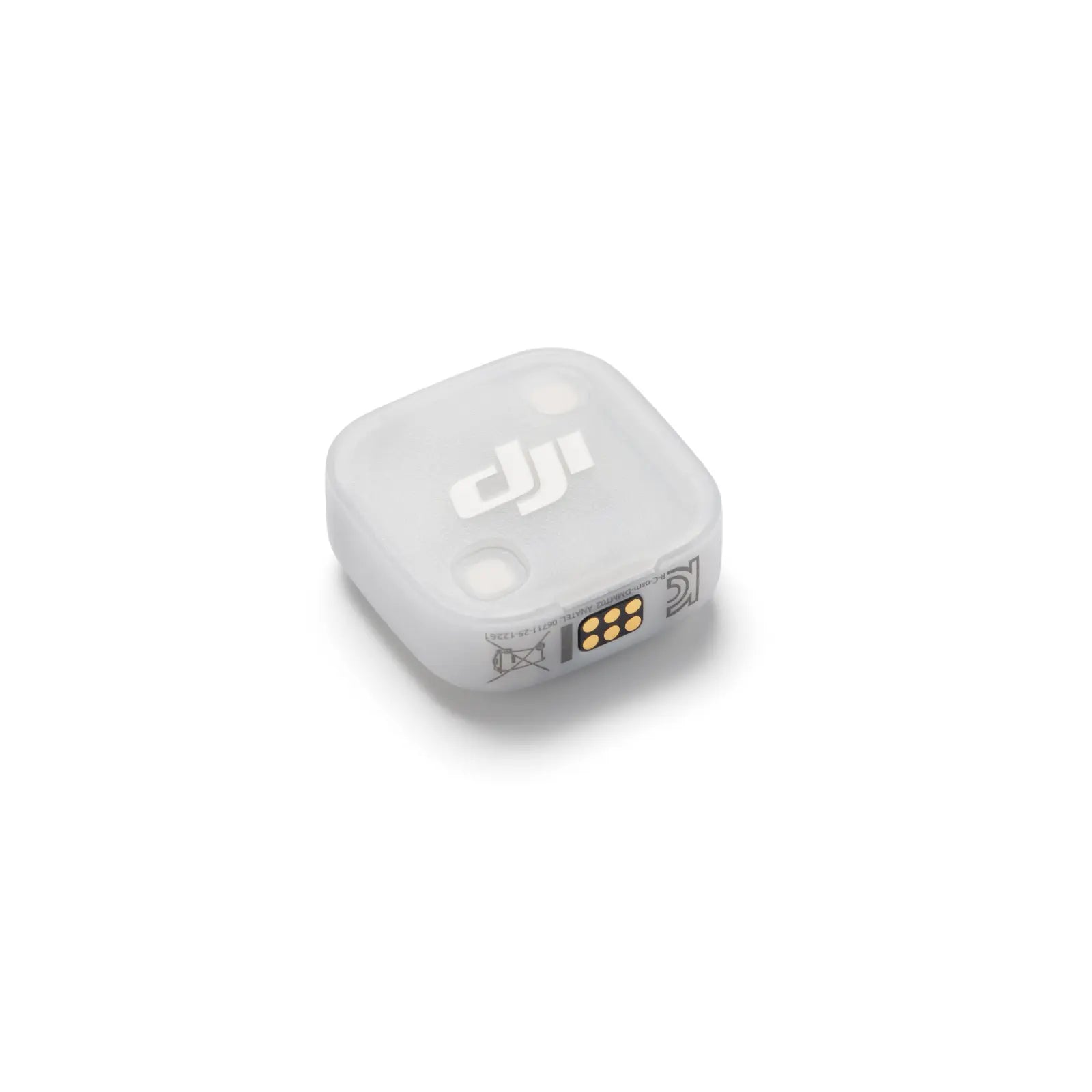 Small white device with 'DJI' logo on a white background