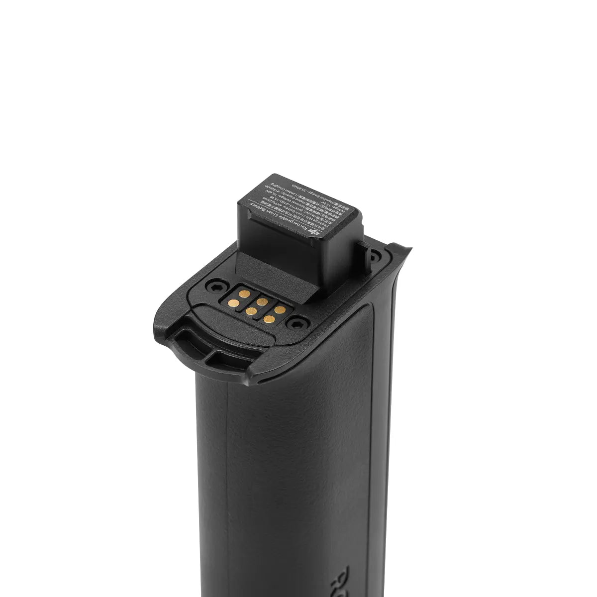 Black battery pack with connectors on a white background