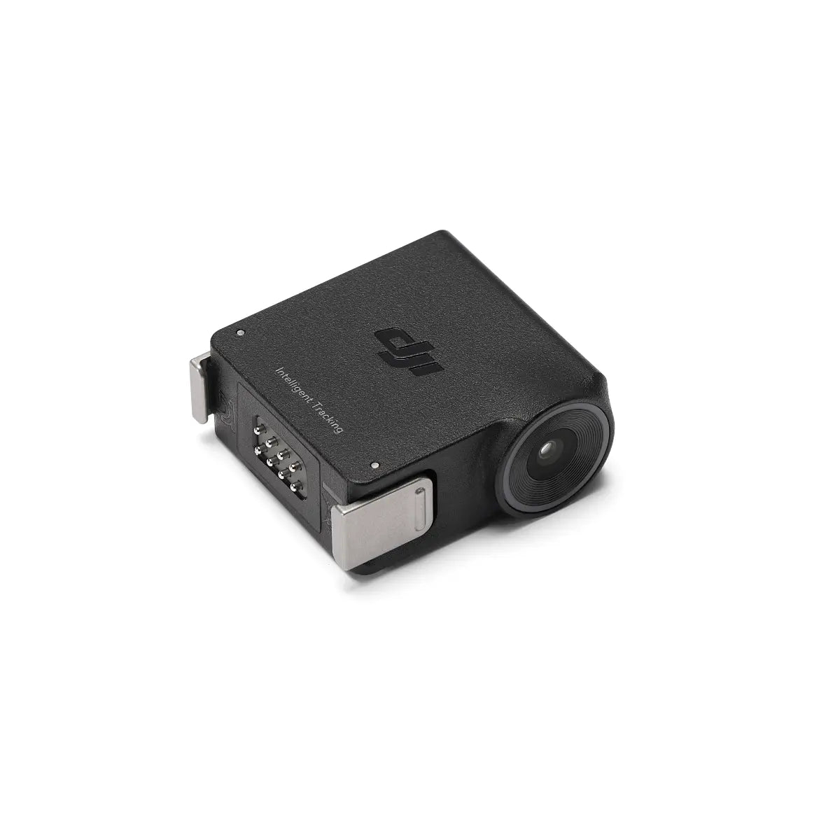 Black camera module with DJI logo on a white background