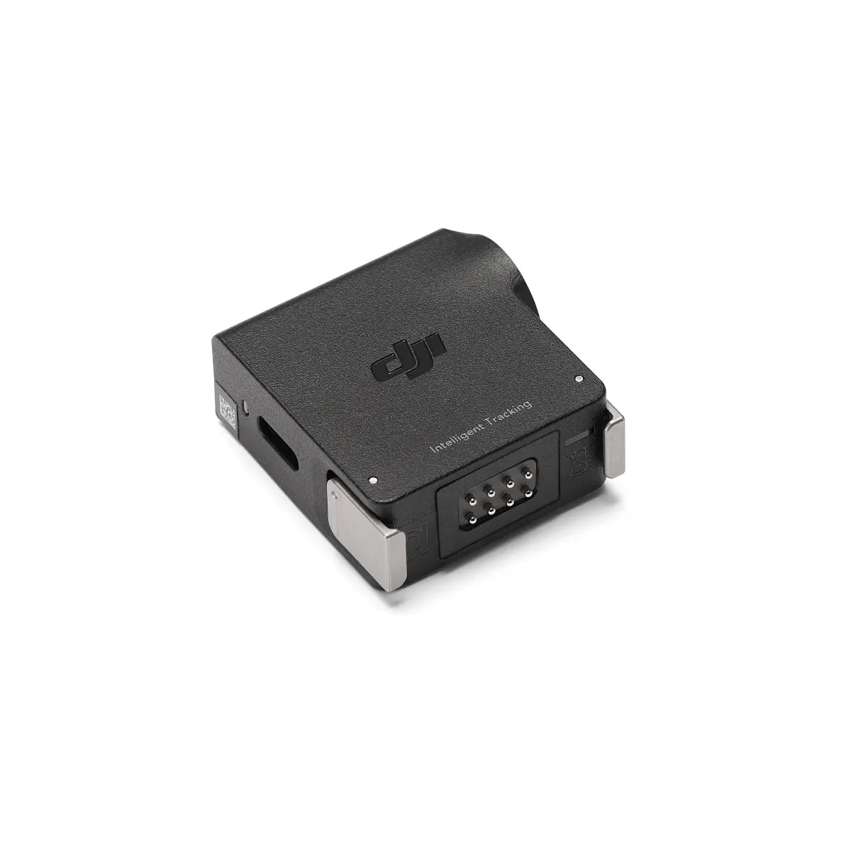 Black electronic device with 'DJI' logo on a white background