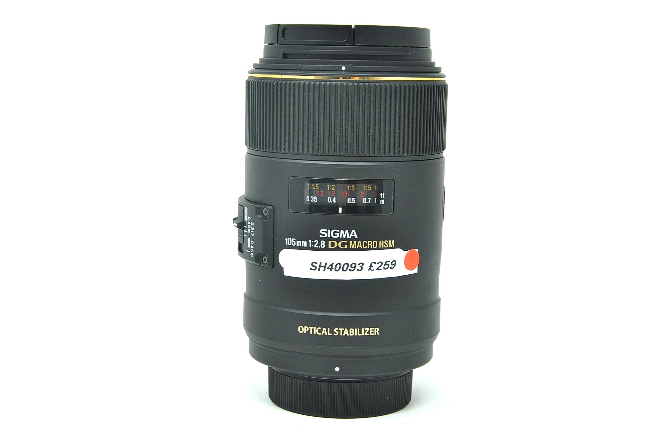 Used Sigma 105mm F2.8 DG Macro USM OS lens in Nikon fit (SH40093)