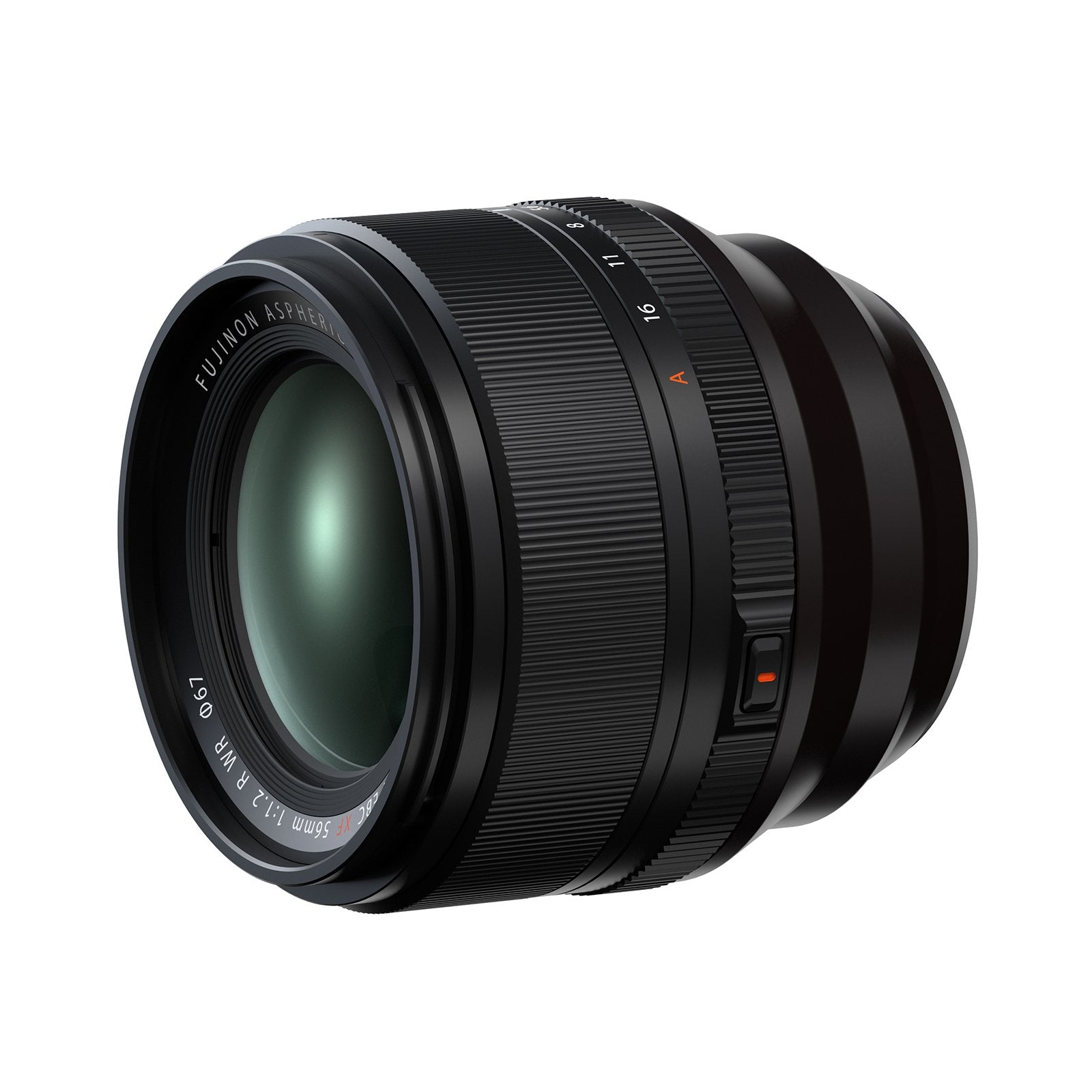 FUJIFILM XF 56mm f1.2 R WR Lens product photo side angle horizontal