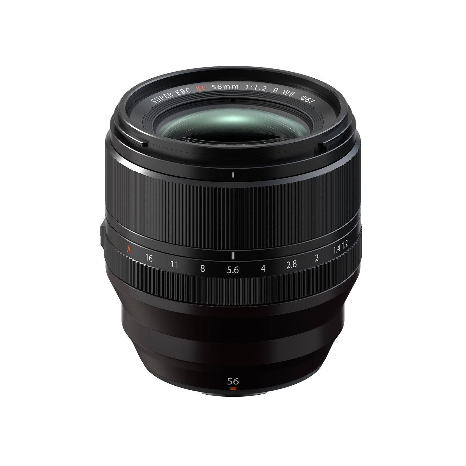 FUJIFILM XF 56mm f1.2 R WR Lens product photo side angle