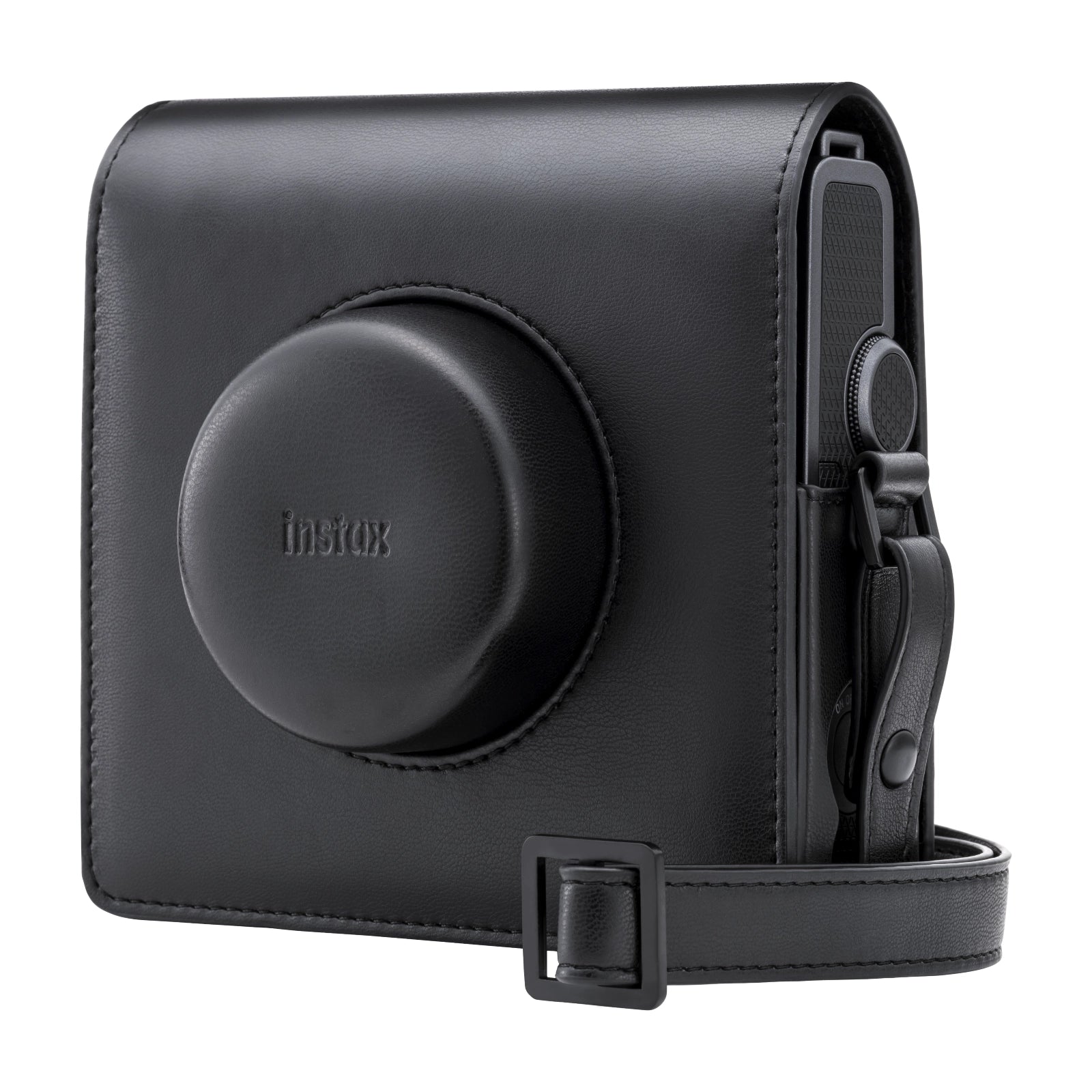 Fuji Instax Wide Evo Black Camera Case side angle with strap