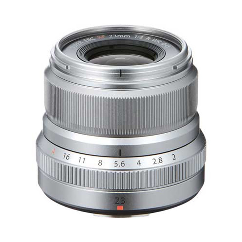 FujiFilm 23mm f2 R WR XF Lens - Silver top angle