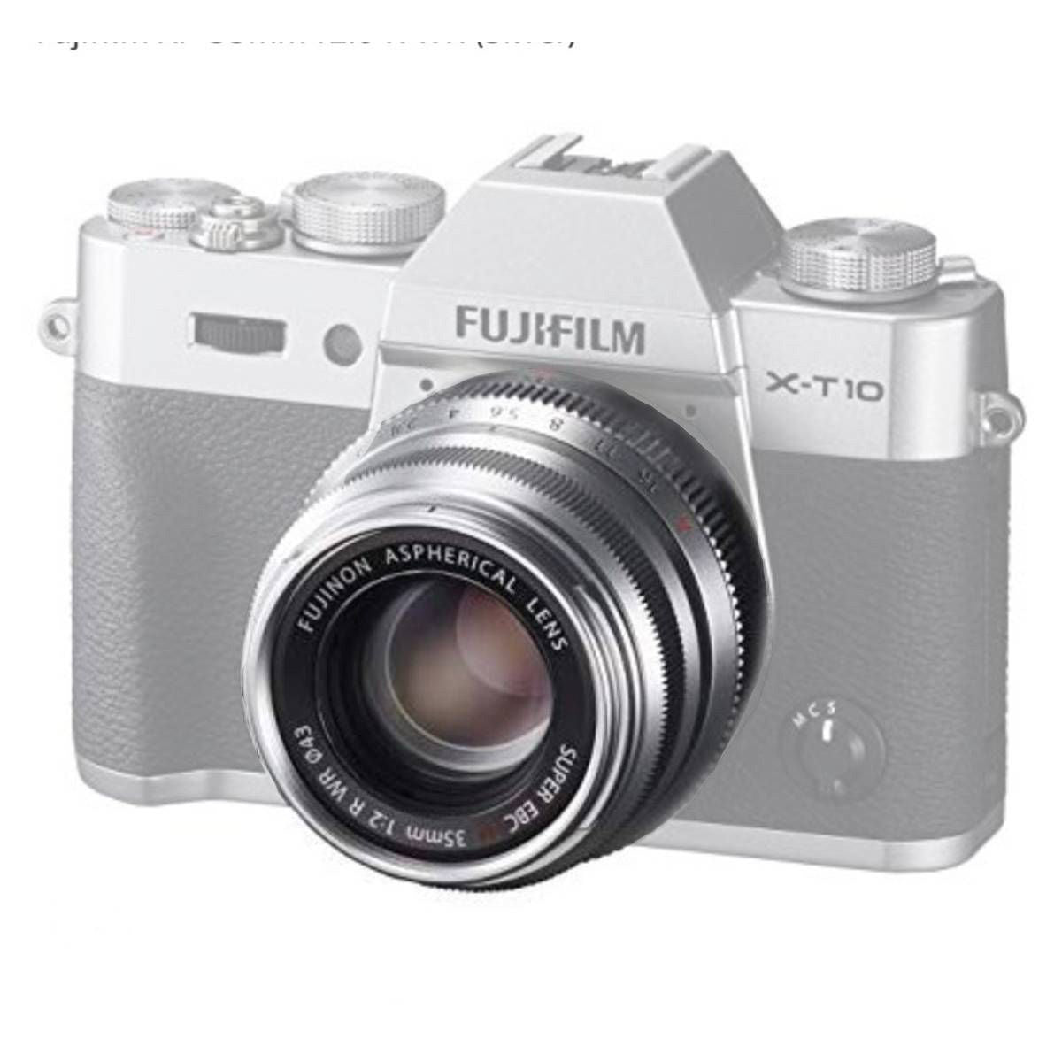 Fujifilm 50mm f2.0 R XF Lens Silver on camera