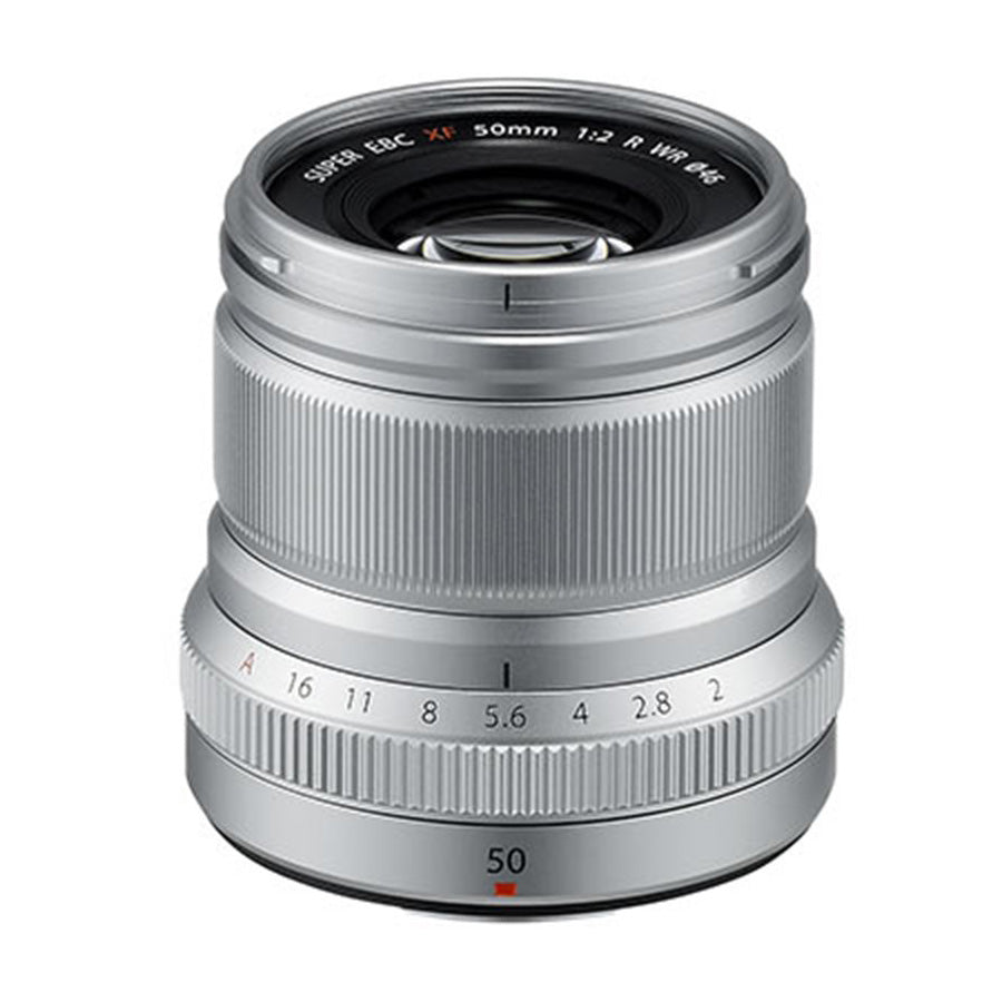 Fujifilm 50mm f2.0 R XF Lens Silver top angle