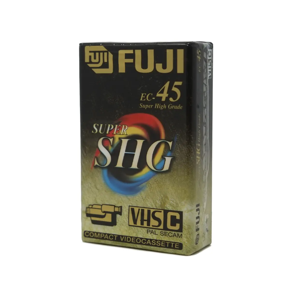 Vintage Fuji VHS-C videocassette on a white background