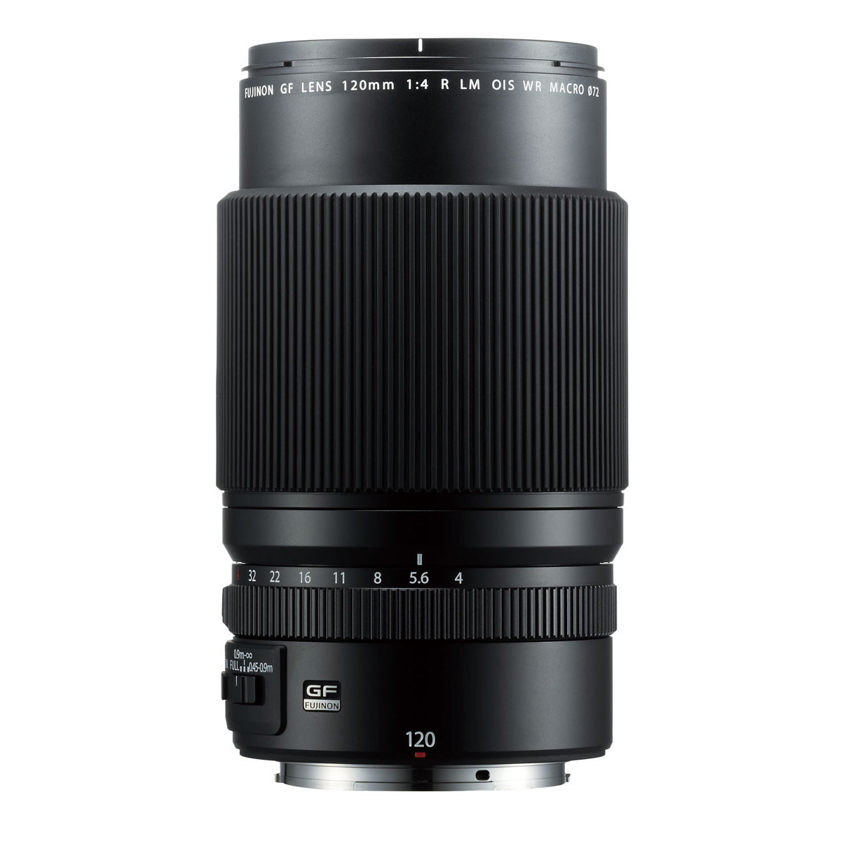 Fujifilm GF 120mm f4 R LM OIS WR Macro Lens product photo top