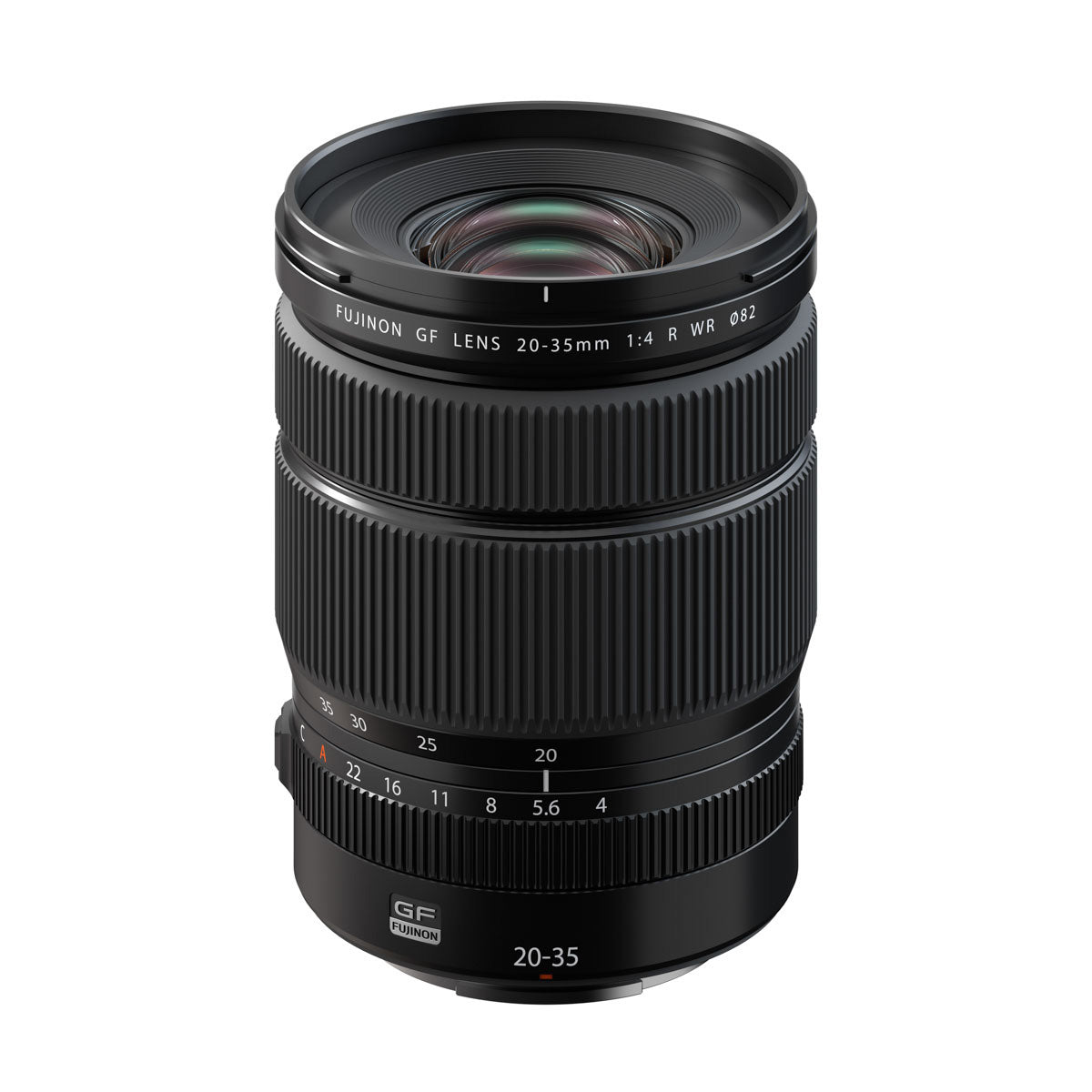 Fujifilm GF 20-35mm f4 R WR Lens product photo top angle vertical