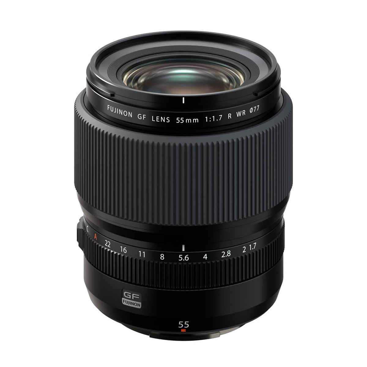 Fujifilm GF 55mm f1.7 R WR Lens top angle