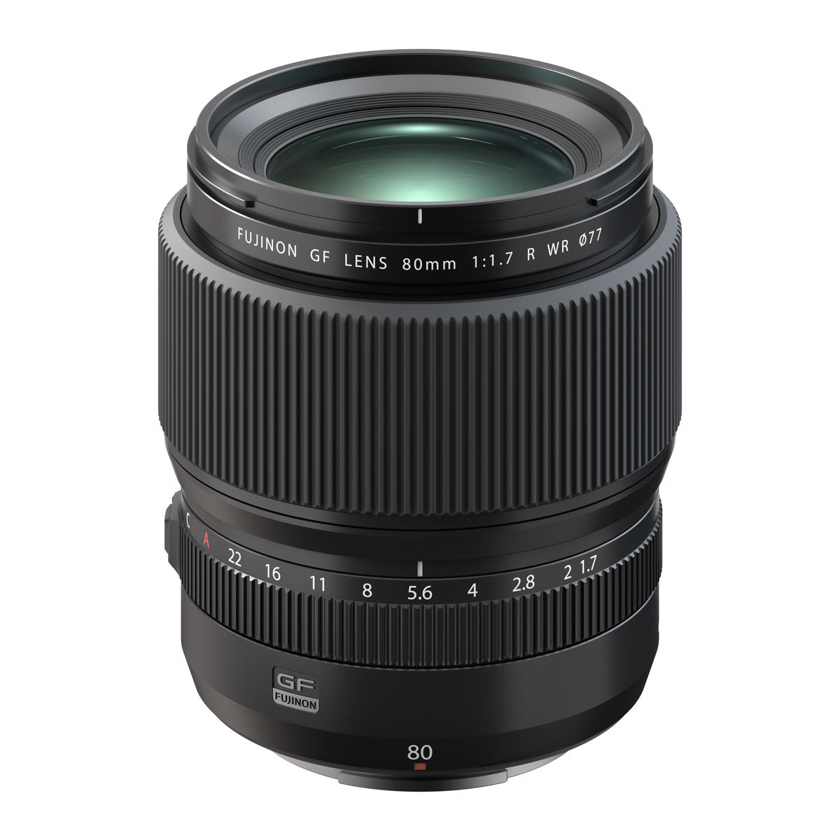 Fujifilm GF 80mm f1.7 R WR Lens top angle