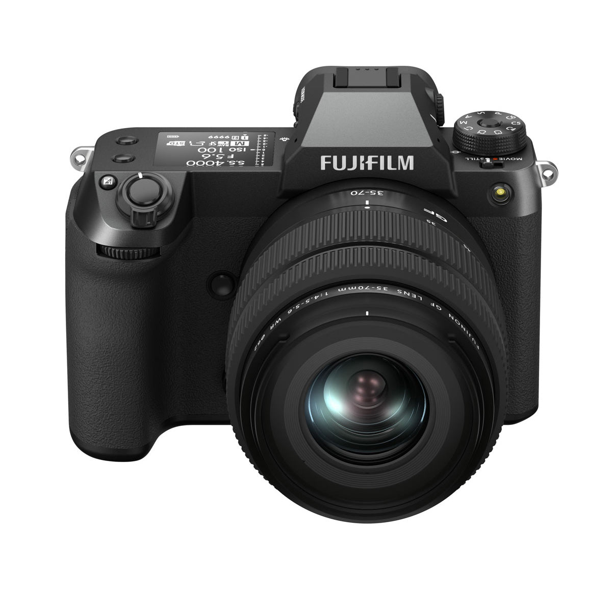 Fujifilm GFX 50S II Medium Format Camera with 35-70mm Lens front view from above