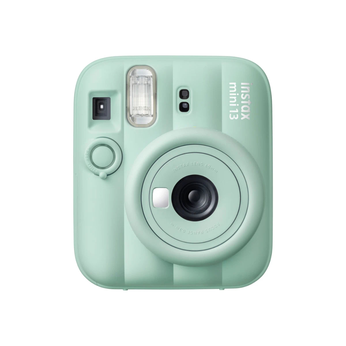 Mint green instant camera with Fujifilm branding on a white background